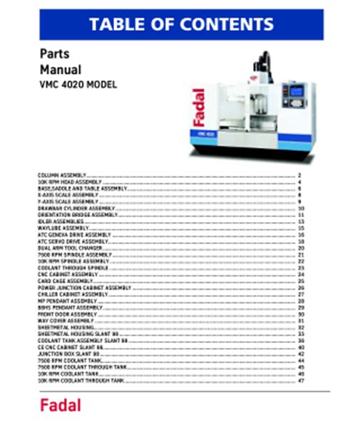 fadal cnc electrical parts|fadal parts manual.